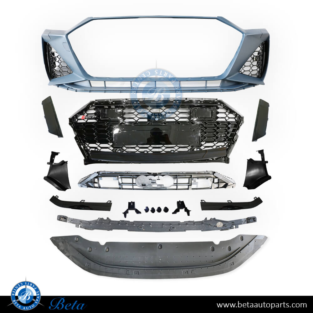 Front Bumper Assembly with PDC and Radiator Grille RS7 Look for Audi A7 2019-Up models, Part Number 4K8807065J Front Bumper Assembly with PDC and Radiator Grille RS7 Look for Audi A7 2019-Up models, Part Number 4K8807065J